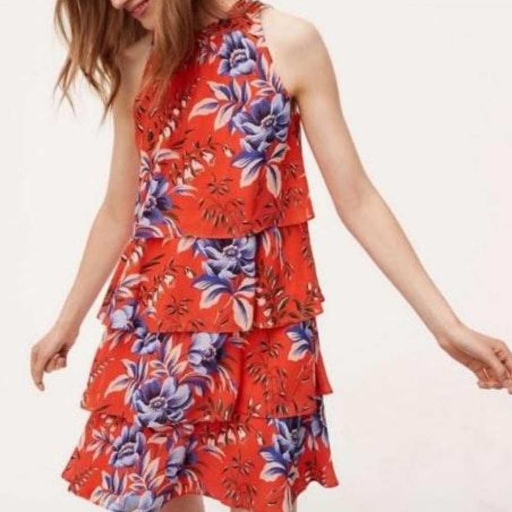 Floral ruffle Loft dress